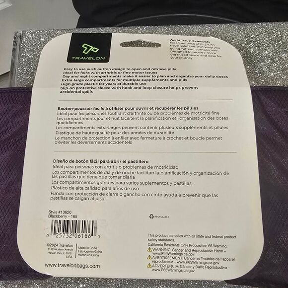 Travelon World Travel Essential 7-Day AM/PM Push Button Pill Case - Picture 8 of 8